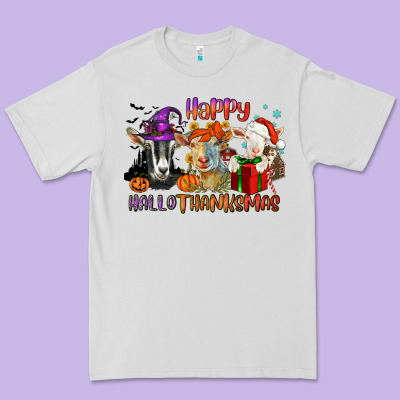 Happy Hallothanksmas Goats Premium Tee Designed By Nancycooperartshop