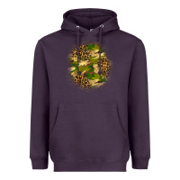 Plum camouflage and leopard patch Heavyweight Hoodie - BundleAndBundleShop
