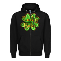 Black St. Patrick's Lucky babe Zipper Hoodie - OliviaCreatesArt