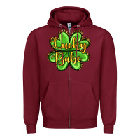 Burgundy St. Patrick's Lucky babe Zipper Hoodie - OliviaCreatesArt