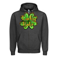 Charcoal Heather St. Patrick's Lucky babe Zipper Hoodie - OliviaCreatesArt