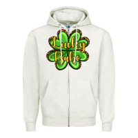 Oatmeal Heather St. Patrick's Lucky babe Zipper Hoodie - OliviaCreatesArt