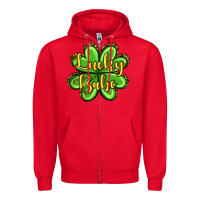 Red St. Patrick's Lucky babe Zipper Hoodie - OliviaCreatesArt