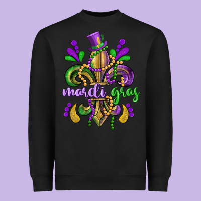 Mardi Gras Fleur De Lis Heavyweight Sweatshirt Designed By Cowgirlartshop