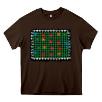 Chocolate Brown christmas buffalo plaid and lights background Heavy Core Tee - AdoDesignShop