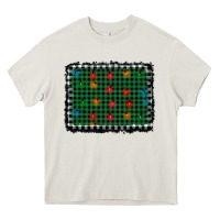 Cream christmas buffalo plaid and lights background Heavy Core Tee - AdoDesignShop