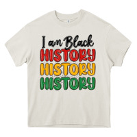 Cream i am black history Heavy Core Tee - MaliasSmallBusiness