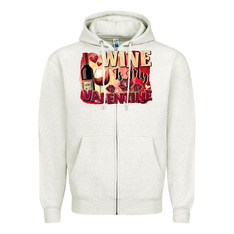Wine Is My Valentine's Day Zipper Hoodie by FaDigitalArtStudio | Teevron