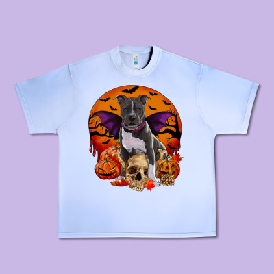 Halloween Pitbull Dog Urban Heavy Tee Designed By Ranaportraitstore