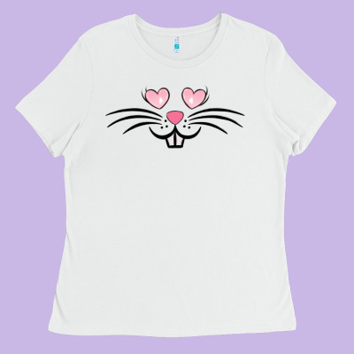 Bunny Face Easter Ladies Tee Designed By Maliassmallbusiness
