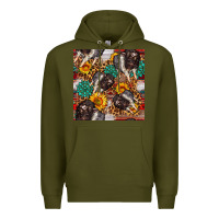 Army Green baby hampshire pig sunflowers seamless pattern Premium Hoodie - FaDigitalArtStudio