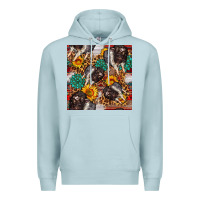 Blue Mist baby hampshire pig sunflowers seamless pattern Premium Hoodie - FaDigitalArtStudio