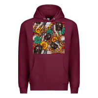 Burgundy baby hampshire pig sunflowers seamless pattern Premium Hoodie - FaDigitalArtStudio