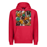 Cardinal baby hampshire pig sunflowers seamless pattern Premium Hoodie - FaDigitalArtStudio