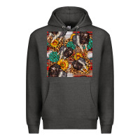 Charcoal Heather baby hampshire pig sunflowers seamless pattern Premium Hoodie - FaDigitalArtStudio