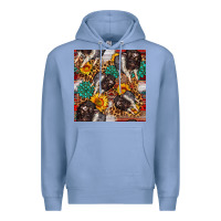 Colony Blue baby hampshire pig sunflowers seamless pattern Premium Hoodie - FaDigitalArtStudio