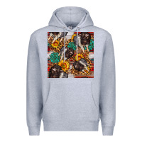 Heather Grey baby hampshire pig sunflowers seamless pattern Premium Hoodie - FaDigitalArtStudio