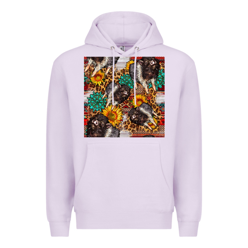 Baby Hampshire Pig Sunflowers Seamless Pattern Premium Hoodie by FaDigitalArtStudio | Teevron