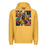 Mustard baby hampshire pig sunflowers seamless pattern Premium Hoodie - FaDigitalArtStudio