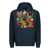 Navy baby hampshire pig sunflowers seamless pattern Premium Hoodie - FaDigitalArtStudio