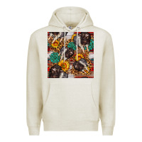 Oatmeal Heather baby hampshire pig sunflowers seamless pattern Premium Hoodie - FaDigitalArtStudio