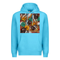 Ocean Blue baby hampshire pig sunflowers seamless pattern Premium Hoodie - FaDigitalArtStudio