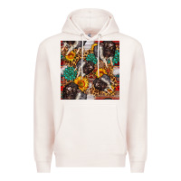 Pale Pink baby hampshire pig sunflowers seamless pattern Premium Hoodie - FaDigitalArtStudio