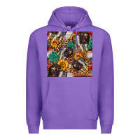 Purple baby hampshire pig sunflowers seamless pattern Premium Hoodie - FaDigitalArtStudio