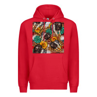 Red baby hampshire pig sunflowers seamless pattern Premium Hoodie - FaDigitalArtStudio