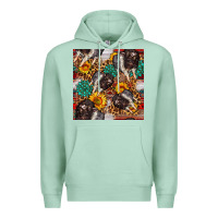 Seafoam baby hampshire pig sunflowers seamless pattern Premium Hoodie - FaDigitalArtStudio