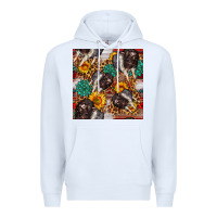 White baby hampshire pig sunflowers seamless pattern Premium Hoodie - FaDigitalArtStudio