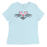 Baby Blue bunny face easter Ladies Tee - MaliasSmallBusiness