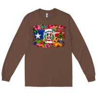 Chestnut Dominican Republic and Puerto Rico Flag Long Sleeve Tee - texasbilliewilder