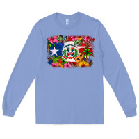 Colony Blue Dominican Republic and Puerto Rico Flag Long Sleeve Tee - texasbilliewilder