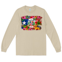 Mushroom Dominican Republic and Puerto Rico Flag Long Sleeve Tee - texasbilliewilder