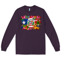 Plum Dominican Republic and Puerto Rico Flag Long Sleeve Tee - texasbilliewilder
