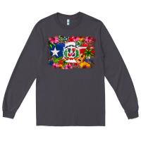 Smoke Dominican Republic and Puerto Rico Flag Long Sleeve Tee - texasbilliewilder