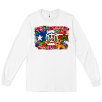 White Dominican Republic and Puerto Rico Flag Long Sleeve Tee - texasbilliewilder