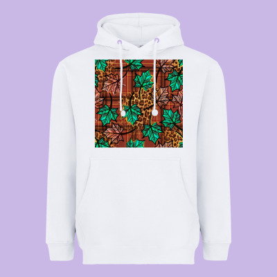 Fall Leaves Seamless Pattern Heavyweight Hoodie Designed By Bundleandbundleshop