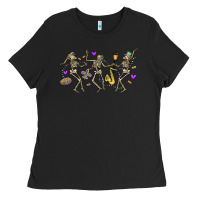 Black dancing skeletons mardi gras Ladies Tee - MaliasSmallBusiness