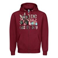 Burgundy I dig Easter Day Zipper Hoodie - OliviaCreatesArt