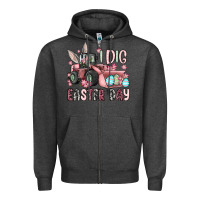 Charcoal Heather I dig Easter Day Zipper Hoodie - OliviaCreatesArt