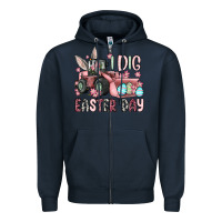 Navy I dig Easter Day Zipper Hoodie - OliviaCreatesArt