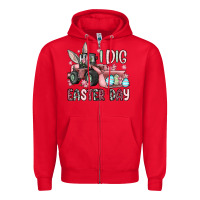 Red I dig Easter Day Zipper Hoodie - OliviaCreatesArt