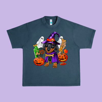 Halloween Dachshund Puppy Dog Urban Heavy Tee Designed By Ranaportraitstore