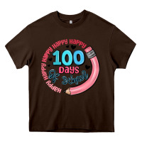 Chocolate Brown happy 100 days of school Heavy Core Tee - MaliasSmallBusiness
