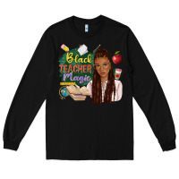 Black black teacher magic with afro Long Sleeve Tee - NancyCooperArtShop