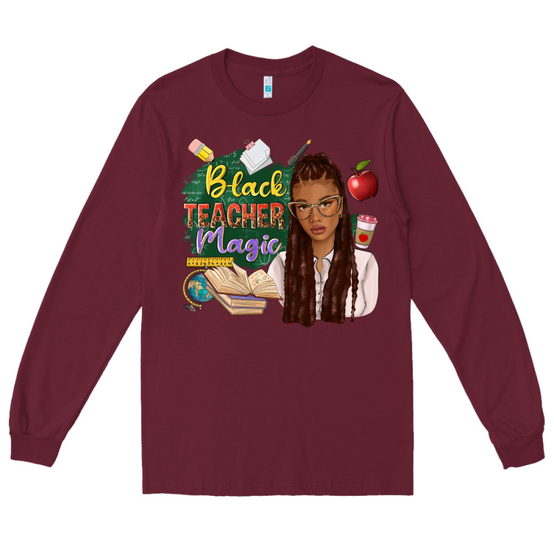 Black Teacher Magic With Afro Long Sleeve Tee by NancyCooperArtShop | Teevron