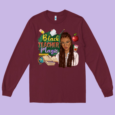 Black Teacher Magic With Afro Long Sleeve Tee Designed By Nancycooperartshop