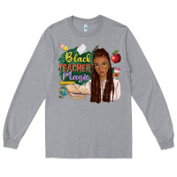 Heather Grey black teacher magic with afro Long Sleeve Tee - NancyCooperArtShop